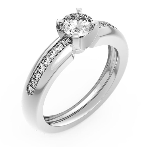 Solitaire  Classique avec pavage  Diamant or NOSOLO Pavé