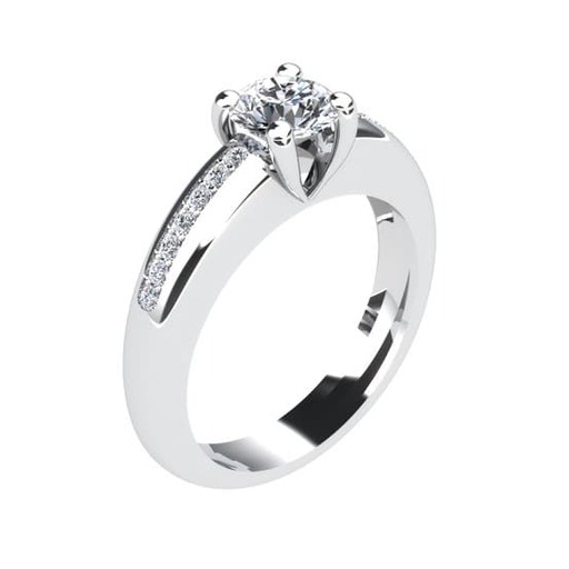 Solitaire  Classique avec pavage  Diamant or PARISOLO Micropavé