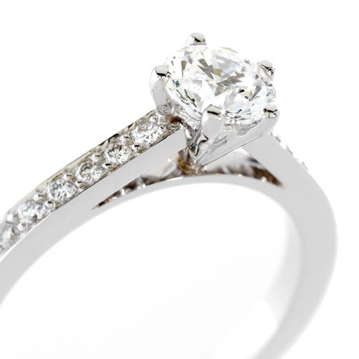 Solitaire  Classique avec pavage   Diamant Or Blanc SOLITAIRE 5 +