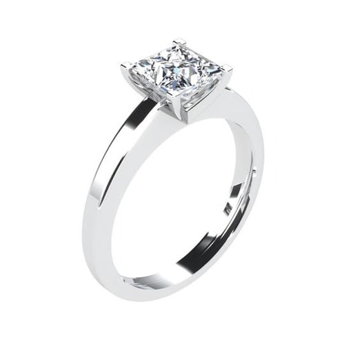 Solitaire  Classique   Diamant Or Blanc palladié palladié 18 carats (750/000) Princesse Royale