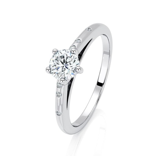 Solitaire  Classique avec pavage   Diamant Or Rose 5 Griffes Feux Bi-LED 