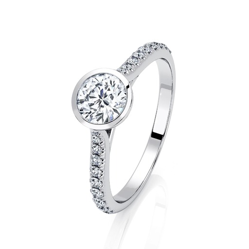 Solitaire  Classique avec pavage  Diamant or serti clos pavé ETERNITE