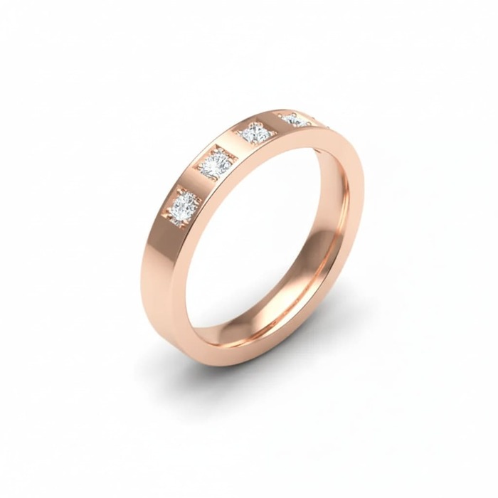 Alliance Demi-tour Diamant Or Rose 5