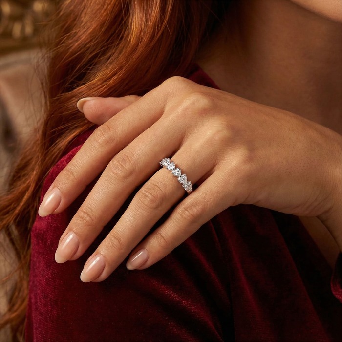 acheter Alliance Demi-tour Diamant Or Blanc COEUR