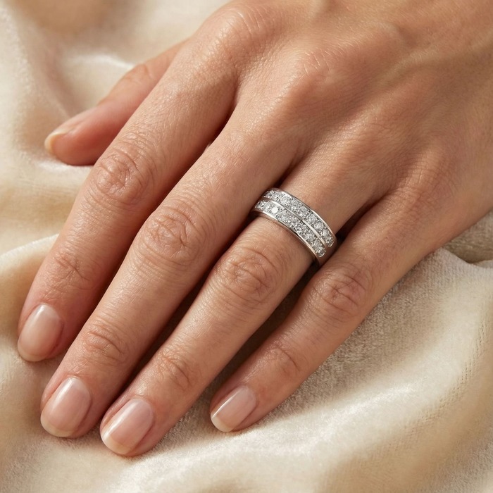 buy Wedding Band Half set  Diamond White Gold Dubble band