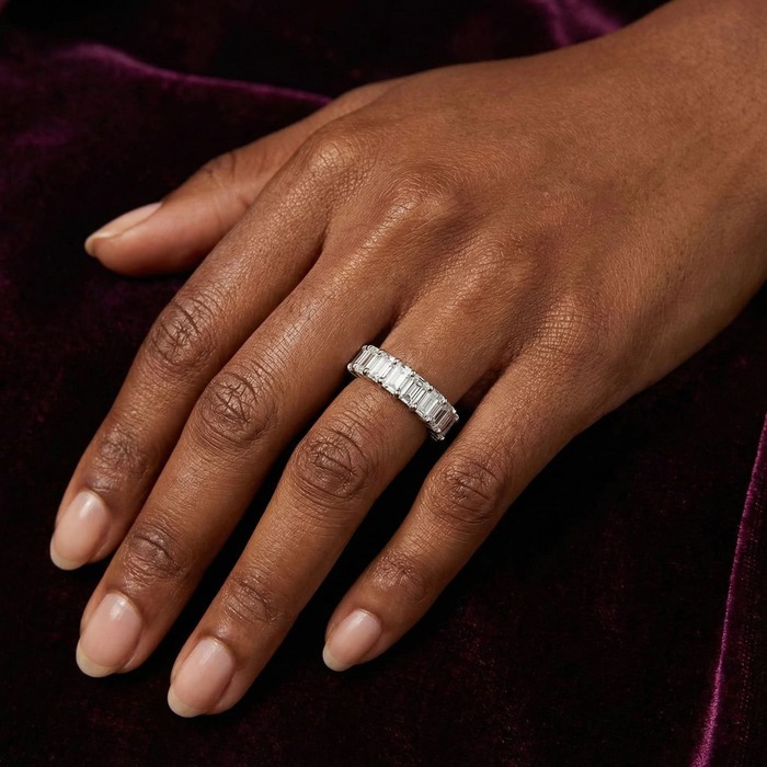 acheter Alliance Demi-tour Diamant Or Blanc EMERAUDE