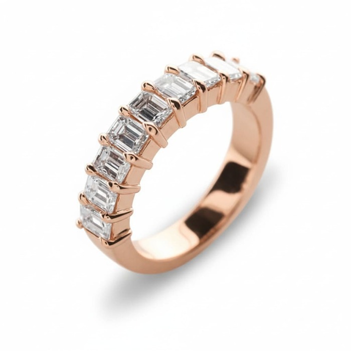 Alliance Demi-tour Diamant Or Rose EMERAUDE