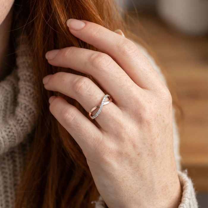 acheter Alliance Demi-tour Diamant Or Rose INFINITY