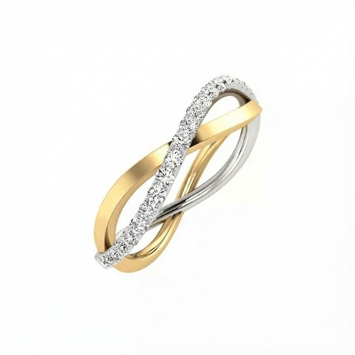 Wedding Band Half set Diamond Yellow Gold INFINITY