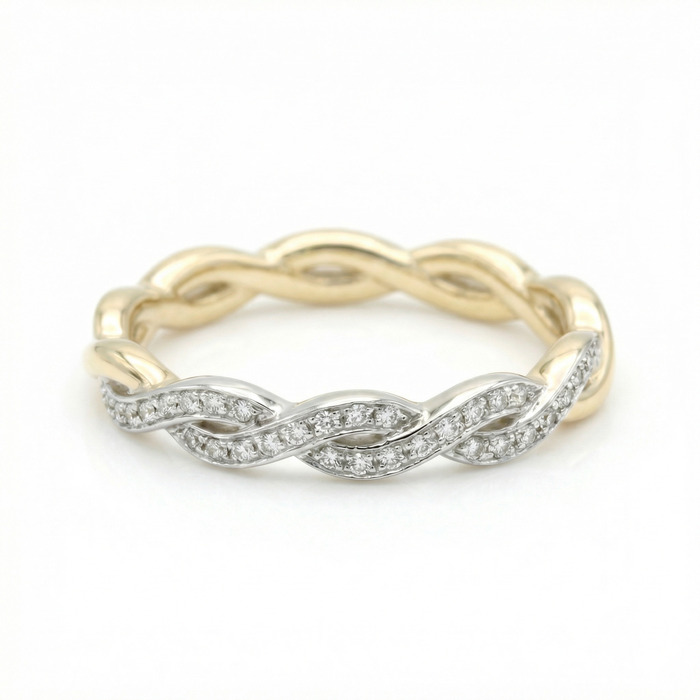 Alliance Demi-tour Diamant Or Jaune Lys de Mer