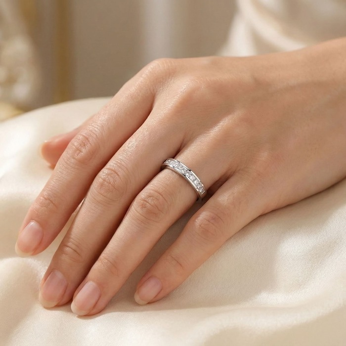 buy Wedding Band Half set Diamond White Gold PRINCESS