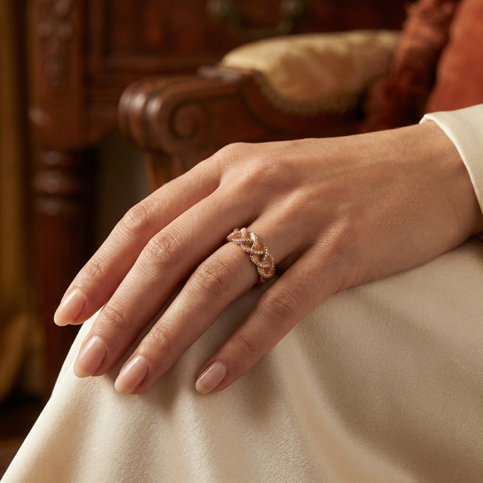 acheter Alliance Demi-tour Diamant Or Rose Rose des Sables