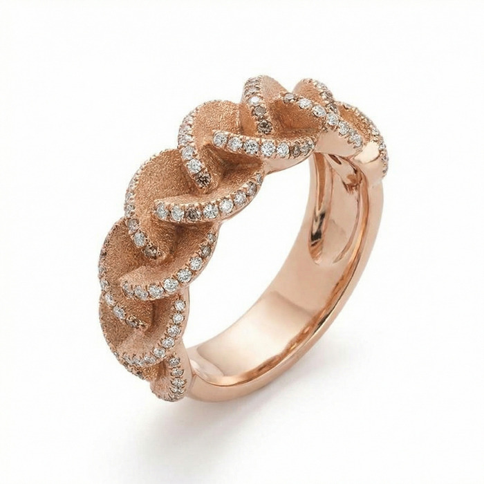 Alliance Demi-tour Diamant Or Rose Rose des Sables