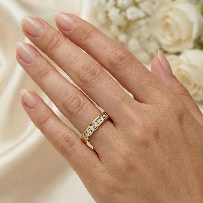 buy Wedding Band Half set Diamond Yellow Gold NOCEA