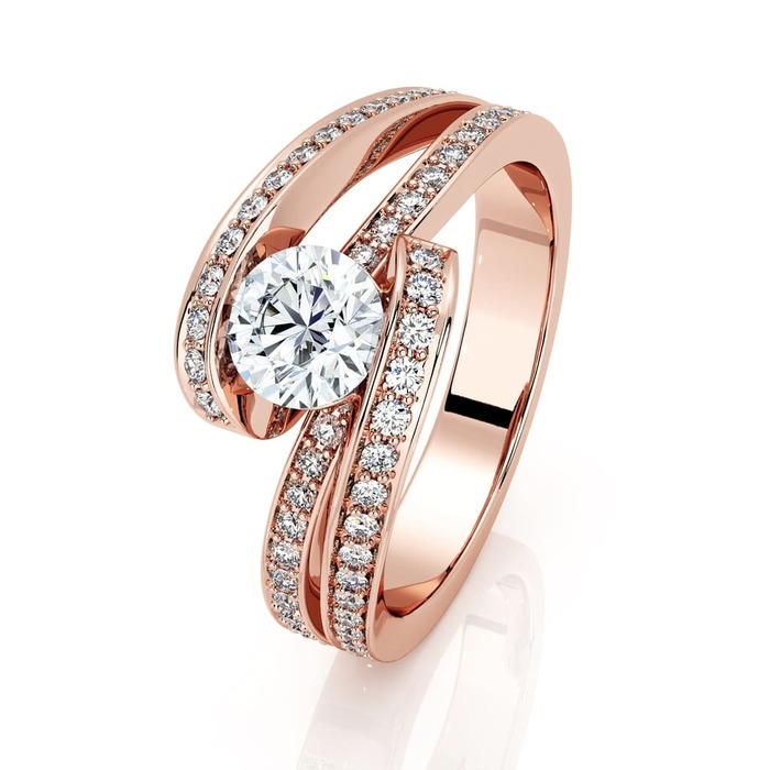 Bague  Classique  Diamant Or Rose CARESSE