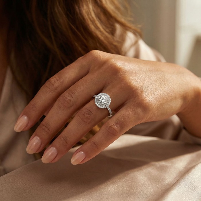 buy Ring Classics Diamond White Gold Double Halo Setting