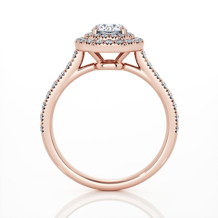 sell Ring Classics Diamond Pink Gold Double Halo Setting