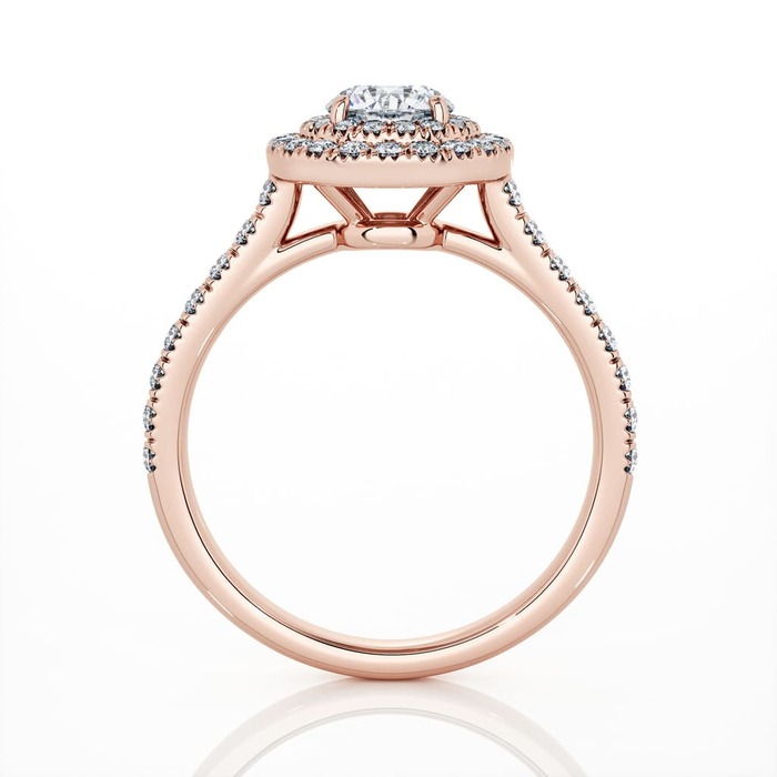 vente Bague  Classique  Diamant Or Rose Double Entourage