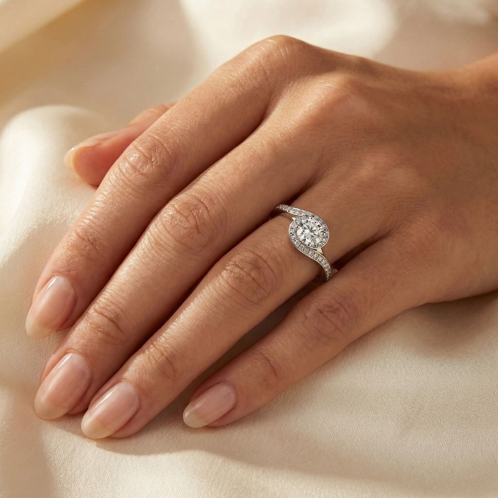 acheter Bague Classique Diamant Or Blanc EMBRASSE MOI