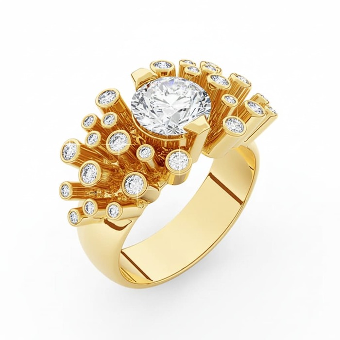 Ring Designer jewellery Diamond Yellow Gold FIREWORKS