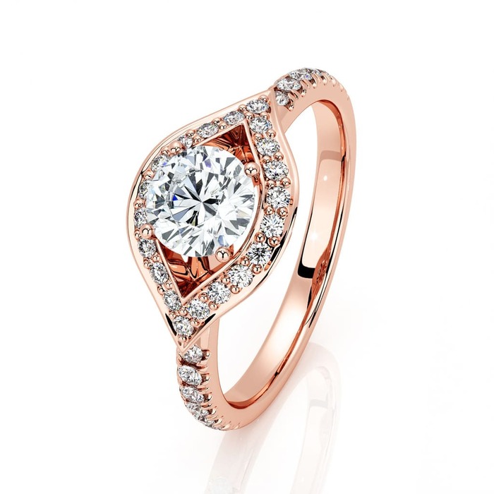 Bague  Classique  Diamant Or Rose FLECHE D`AMOUR