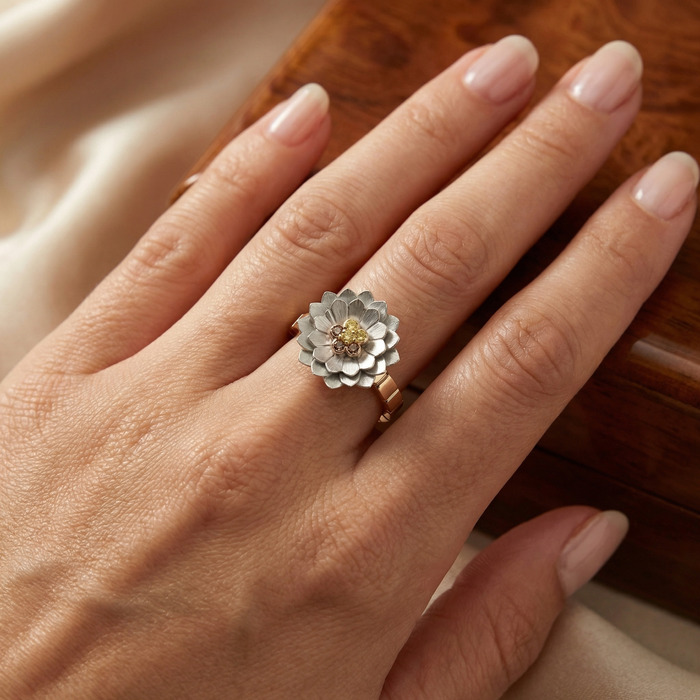 acheter Bague  Créateurs Diamant Or Blanc Fleur de Lune