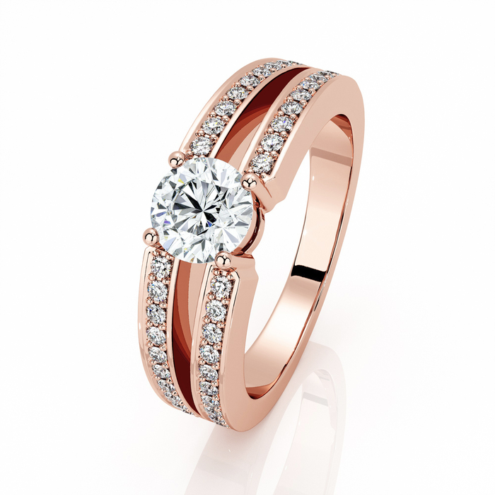 Bague  Classique  Diamant Or Rose NOUS 2