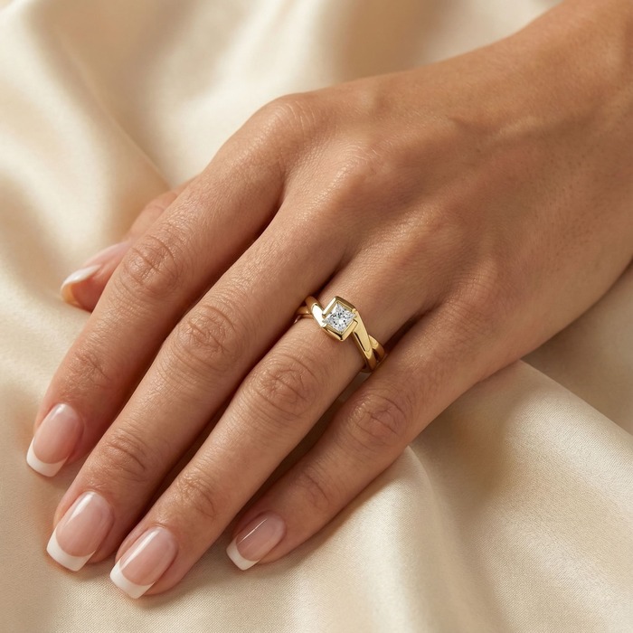 acheter Bague  Classique  Diamant Or Jaune Princesse NOVA