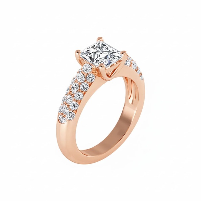Ring Classics Diamond Pink Gold ROYAL PRINCESS paved 2