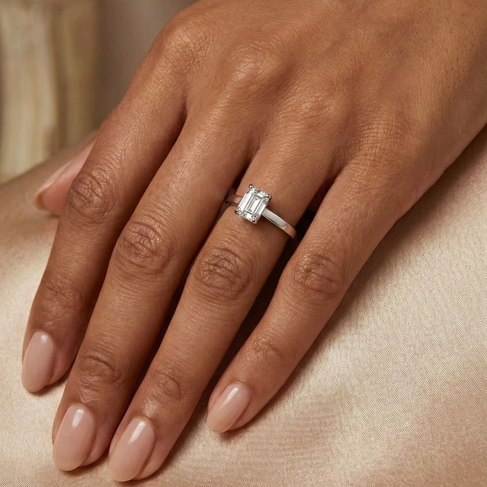 acheter Bague  Classique  Diamant Or Blanc taille EMERAUDE