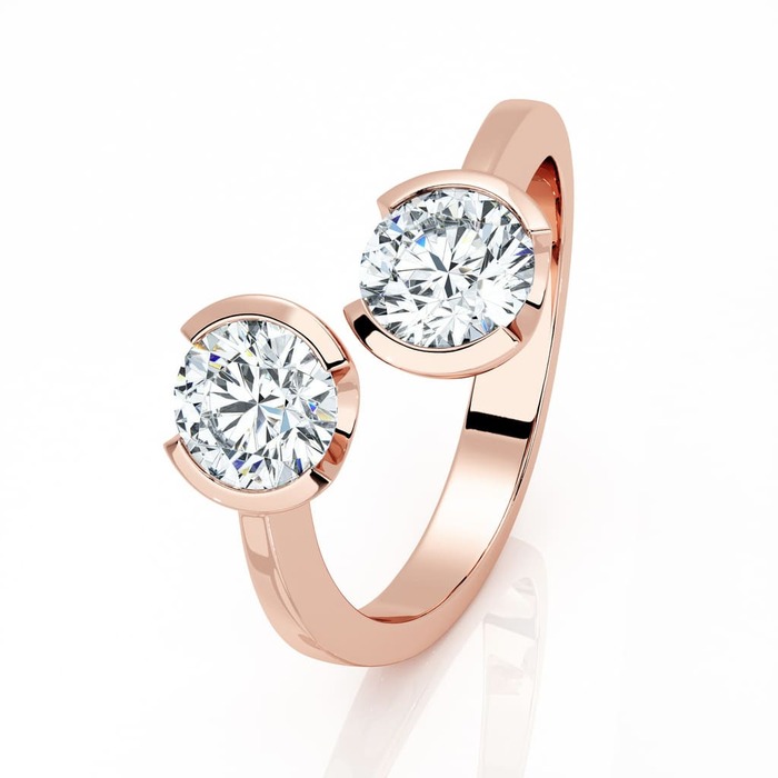Ring You and me Diamond Pink Gold You and me