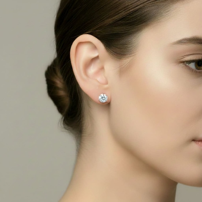 acheter Boucles d'Oreilles Classique Diamant Or Rose 3 GRIFFES PREMIUM