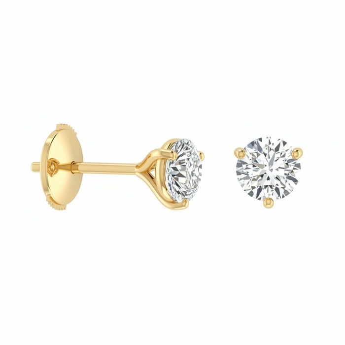 Earrings Classics Diamond Yellow Gold 3 CLAWS