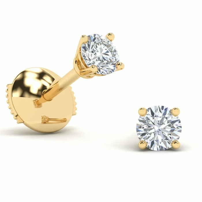 Earrings Classics Diamond Yellow Gold 4 CLAWS PREMIUM