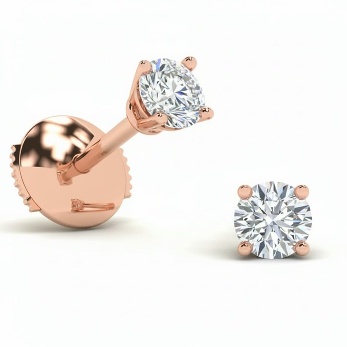 Earrings Classics Diamond Pink Gold 4 CLAWS PREMIUM