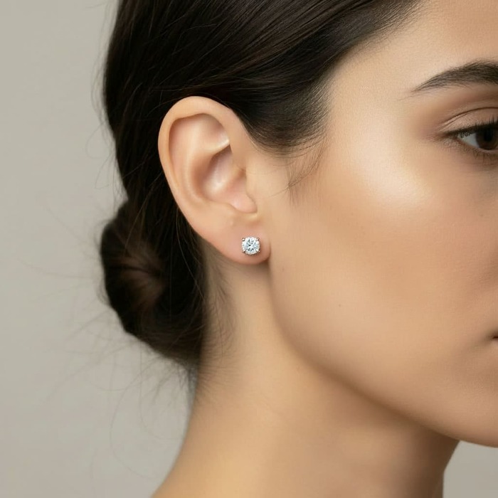 buy Earrings Classics Diamond Pink Gold 4 CLAWS PREMIUM