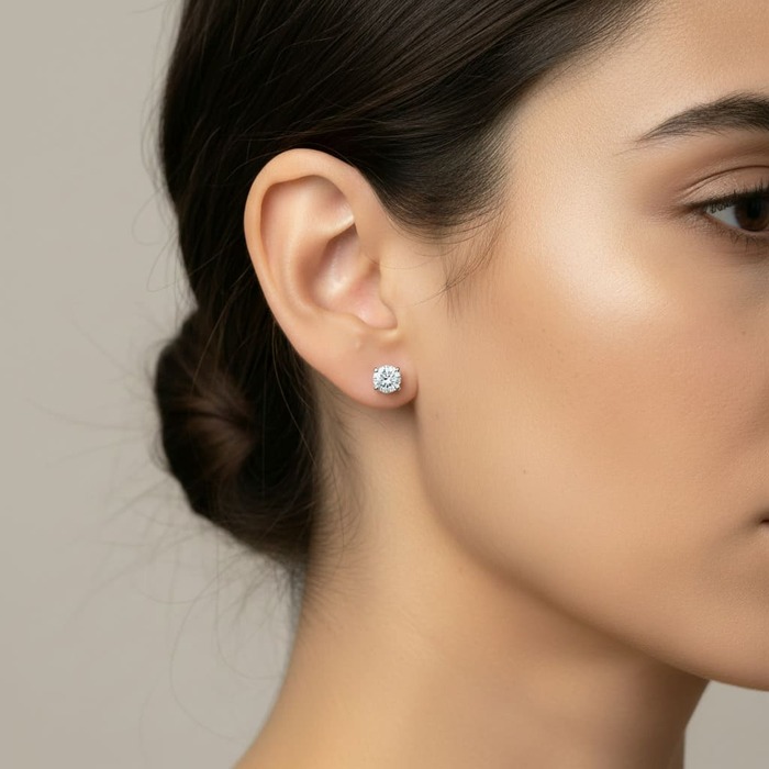 acheter Boucles d'Oreilles Classique Diamant Or Blanc 4 GRIFFES