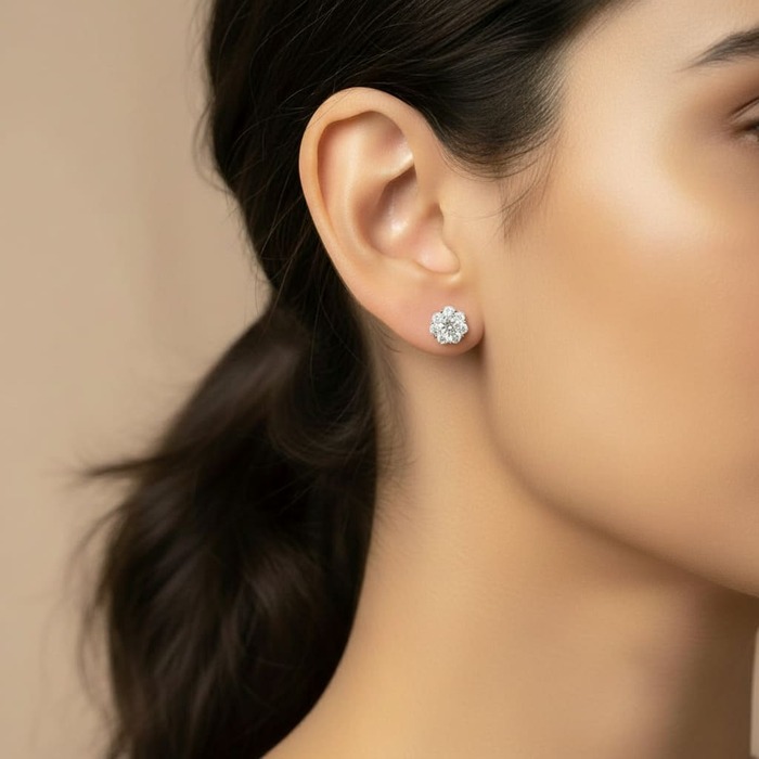 acheter Boucles d'Oreilles Classique Diamant Or Blanc BOUQUET DE DIAMANTS