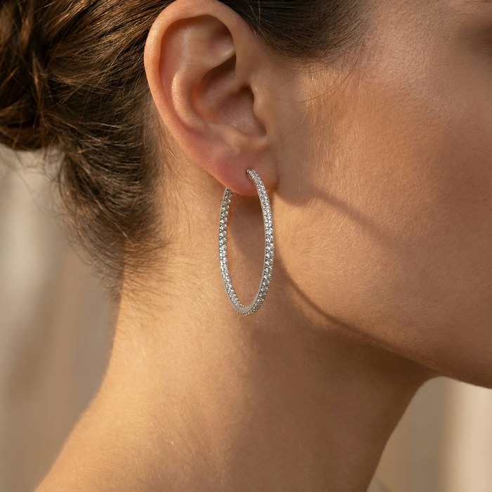 buy Earrings Hoop earrings Diamond White Gold HOOP COLLECTION ( 3.5 cm ) e&i