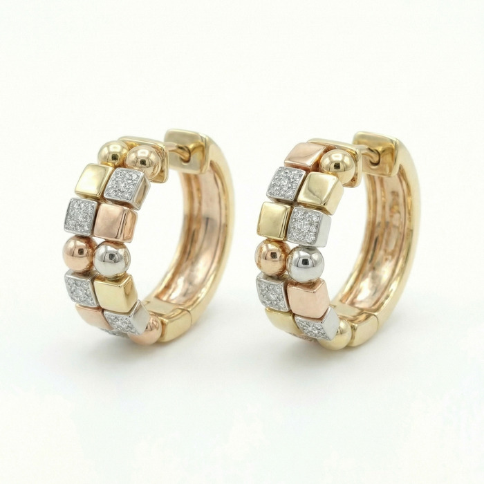 Boucles d'Oreilles  Créateurs Diamant Or Blanc Fleur de Lune