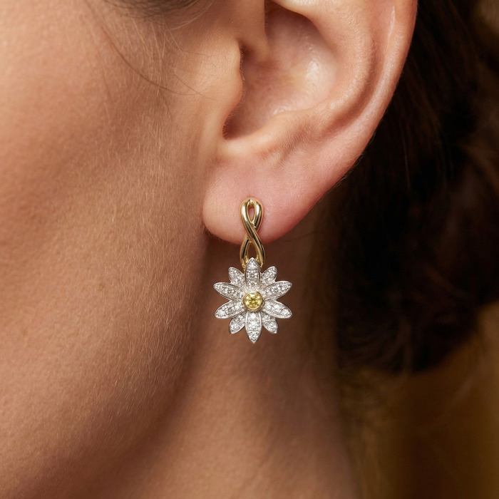 acheter Boucles d'Oreilles  Créateurs Diamant Or Jaune Lys de Mer
