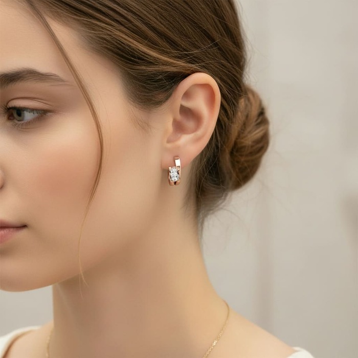 buy Earrings Classics Diamond Pink Gold Endless