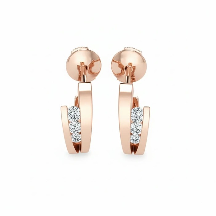 Earrings Classics Diamond Pink Gold Endless