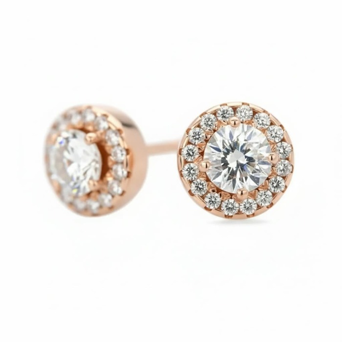 Boucles d'Oreilles  Classique  Diamant Or Rose TENTATION