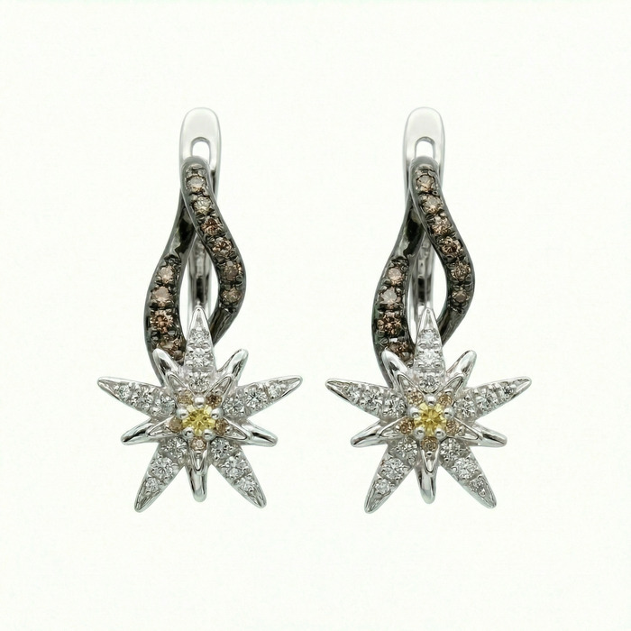 Boucles d'Oreilles  Créateurs Diamant Or Blanc Terre d'Edelweiss