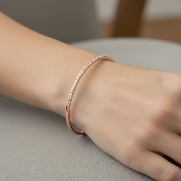 acheter Bracelet Diamant Or Rose Jonc de Diamants