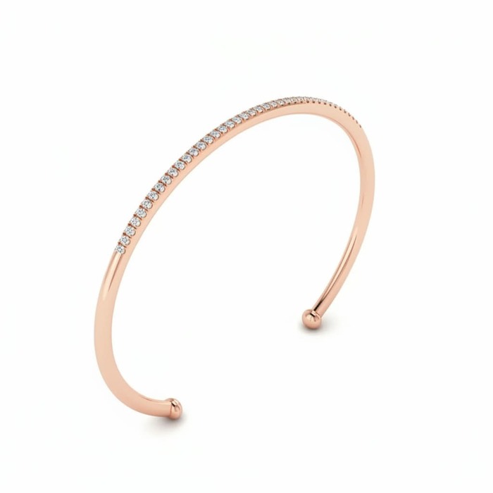 Bracelet Diamant Or Rose Jonc de Diamants