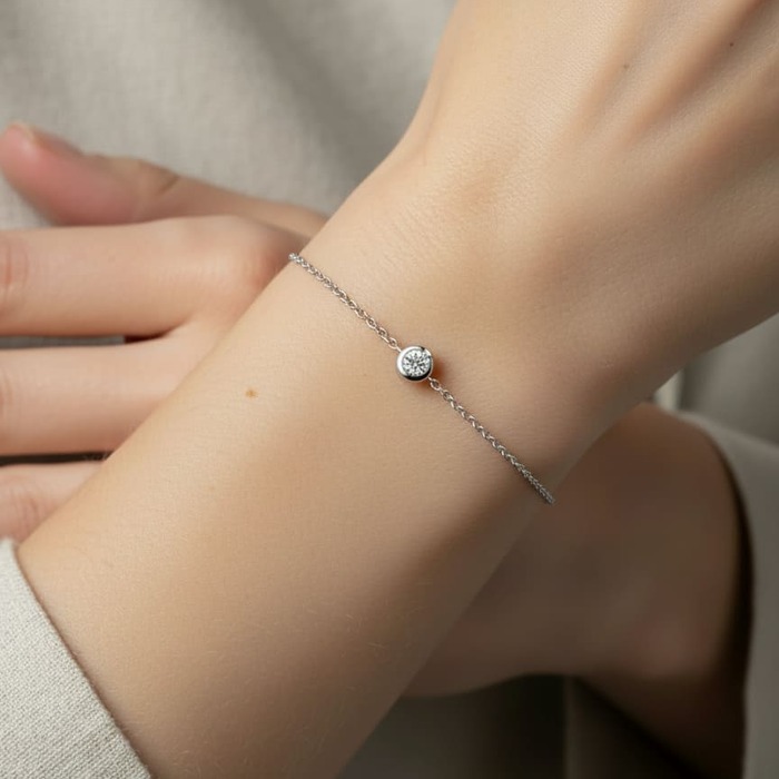 acheter Bracelet Diamant Or Blanc serti clos ETERNITE