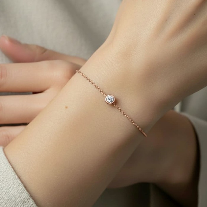 acheter Bracelet Diamant Or Rose serti clos ETERNITE
