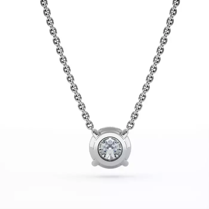 bijoux Pendentif Classique  Diamant Or Blanc 4 GRIFFES sans bélière